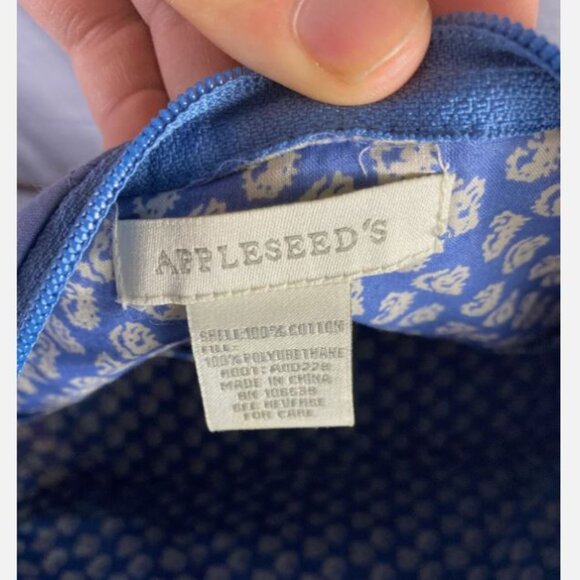 Appleseed Blue Floral Cloth Purse 10.5 x 7.5 x 5 w 9-18in adj hang - Picture 7 of 8